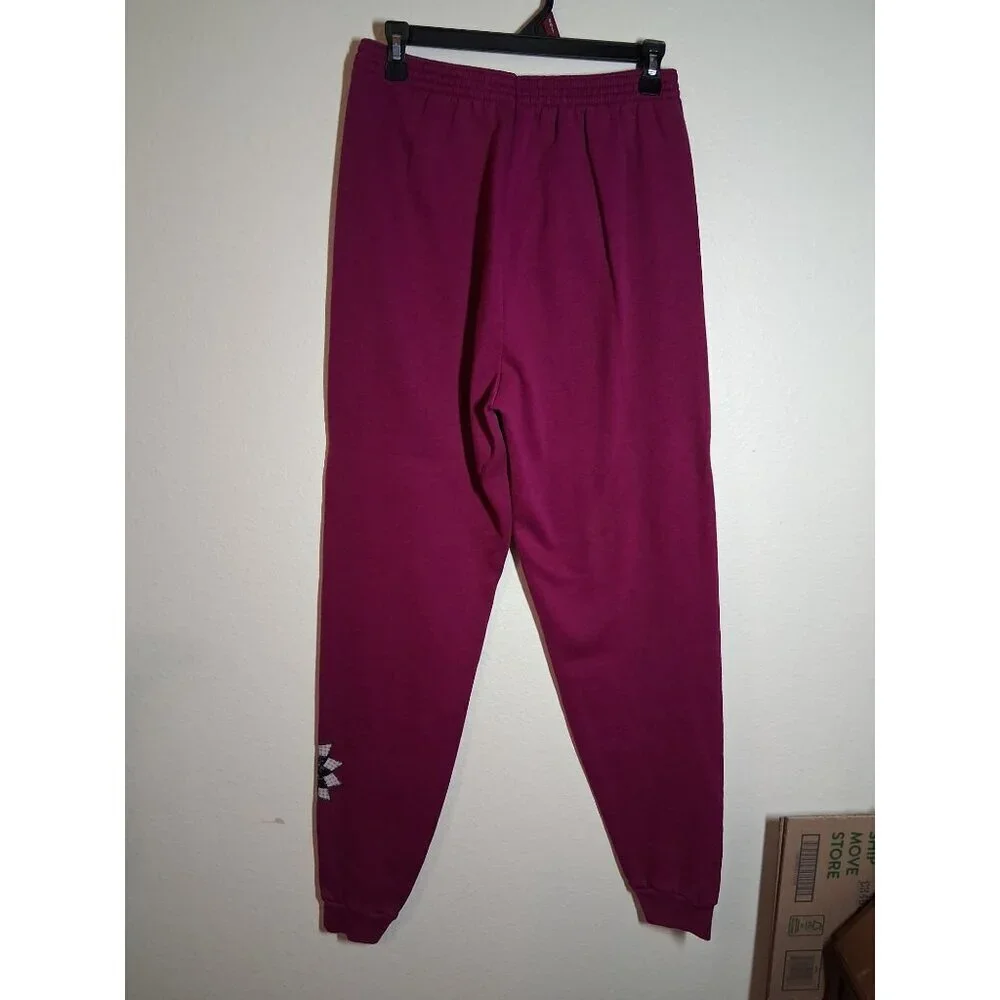 Tultex Magenta Sweatshirt and Joggers Set with Patchwork Flower Accents